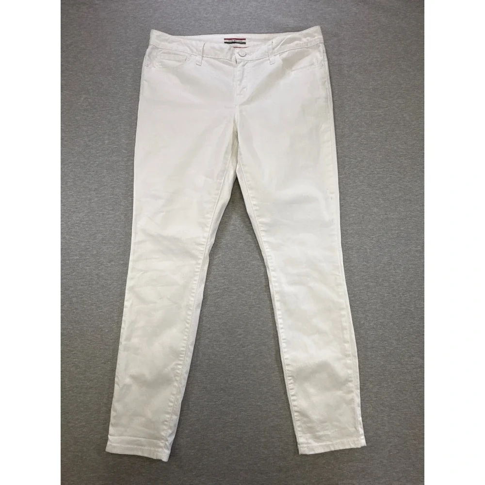 Tommy Hilfiger Womens White Skinny Jeans Mid Rise Size 10 Stretch Denim